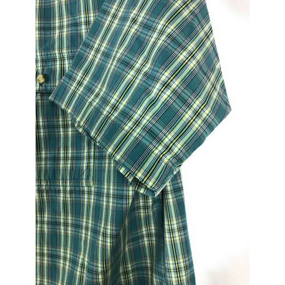 Columbia Men's 2XT Short Sleeve Mesh Green White Check Button Casual A67 - Picture 3 of 5